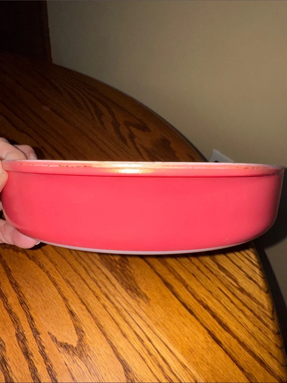 Pyrex Flamingo Pink #221 8.75” Milk Glass Round Cake Pan Vintage